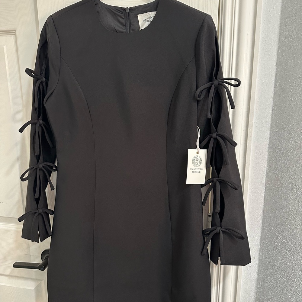 Tuckernuck Hyacinth House Black Bow Sleeve Belinda Mini Dress, New with tags, SM